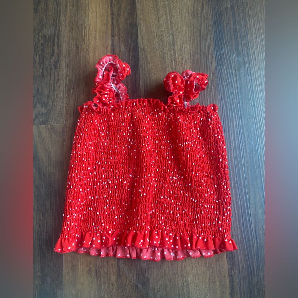 Red stretchy polka dot top